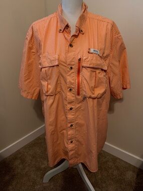 Men's Orange Check Button-Up Fishing Shirt - Gander Mountain Field & Stream